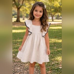 H&M Cream Mini Dress with Black Trim